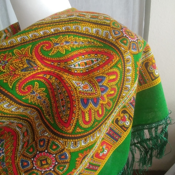 Retro Scarf Green Fringe Perfect Tied Tube Top - Picture 5 of 12